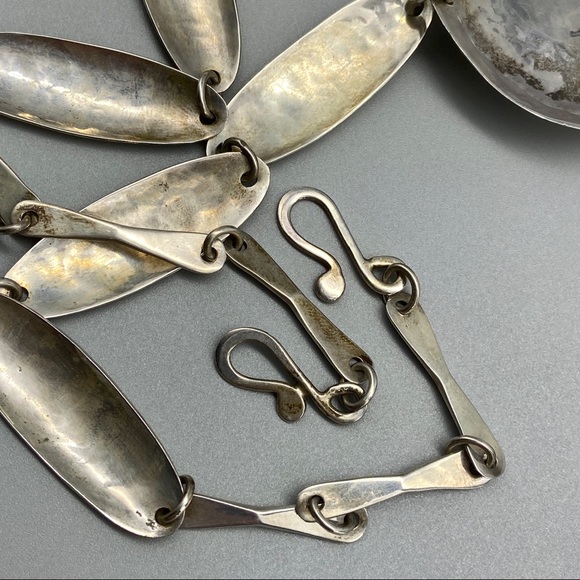 Vintage Sterling Silver & Bruneau Jasper Medallion Necklace - Picture 8 of 16